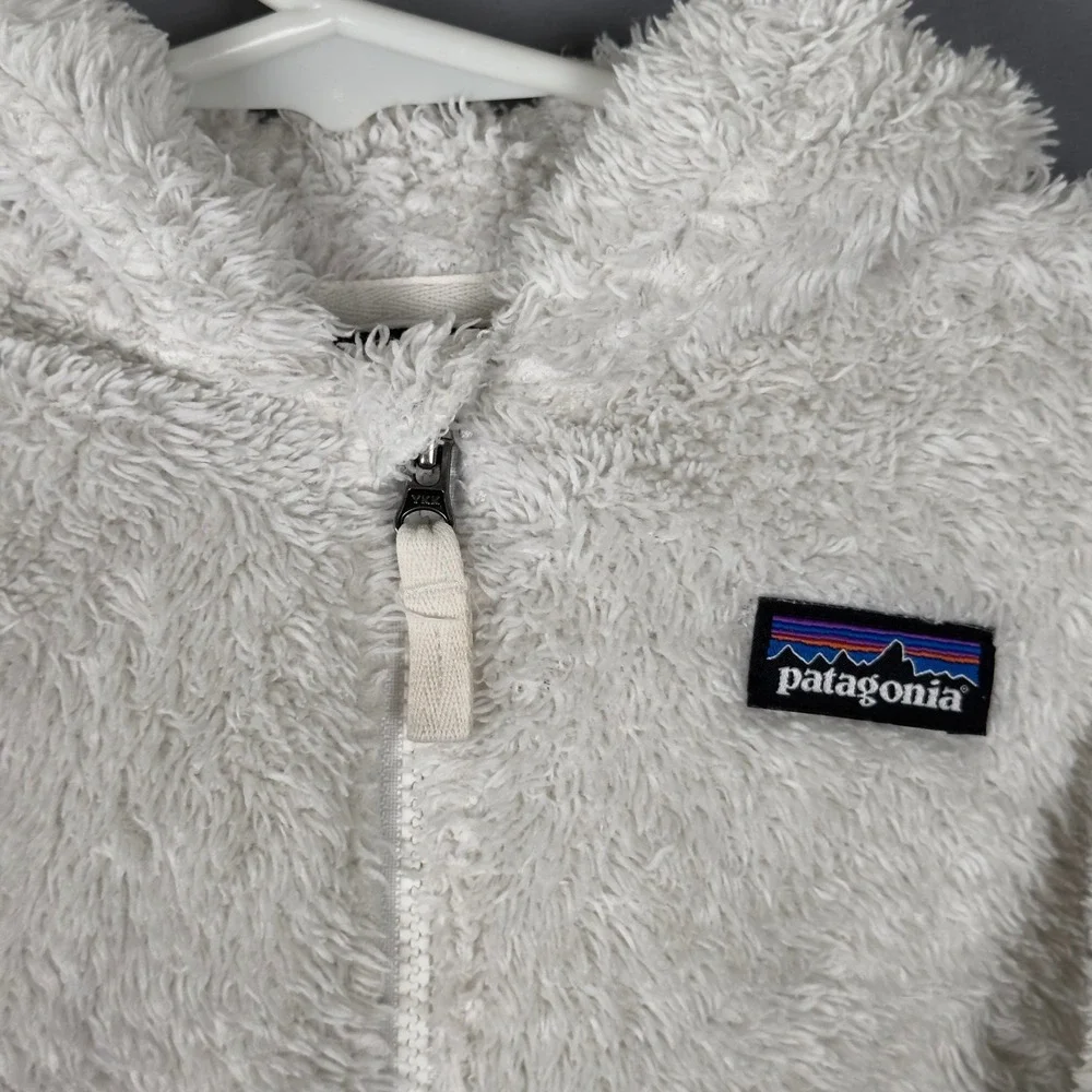 Patagonia Baby Hi‎ Loft Fleece Jacket 3T Hooded Bear Ears Cream Full Zip